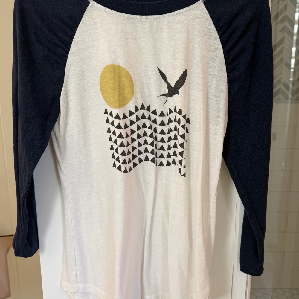 Anthropologie navy and white, 3/4 sleeve